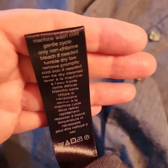 John Varvatos Luxe Short Sleeve 100% Cotton Button Down Shirt, Large, Blue - Picture 7 of 7